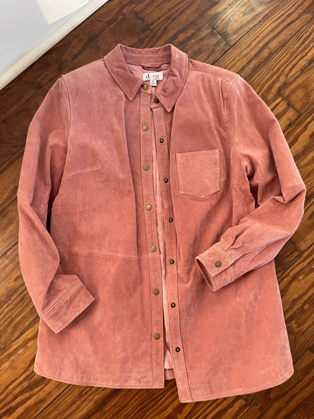 Denim&Co Dusty Rose Suede Snap-Front Jacket